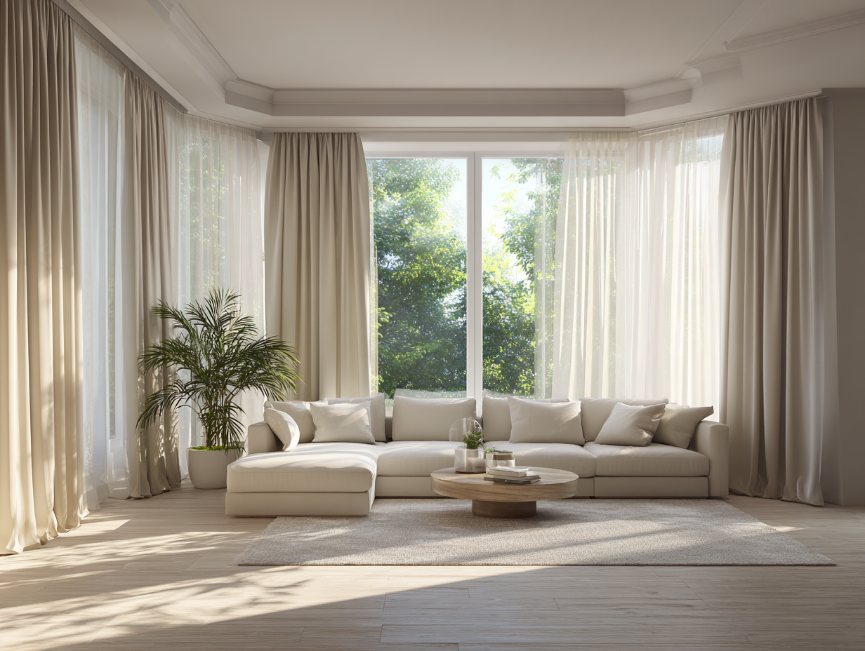A living room with a couch and a coffee table.